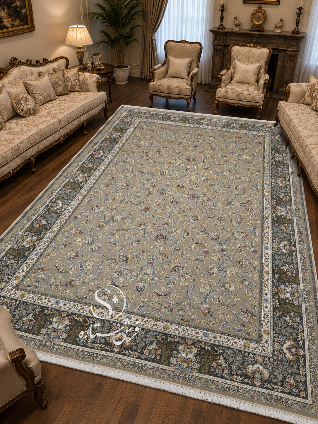 فرش 1500شانه قیطران طرح چکاوک کد3
